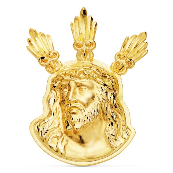 18K COLGANTE COLGANTE ORO AMARILLO CABEZA DE CRISTO POTENCIAS 38X29 MM