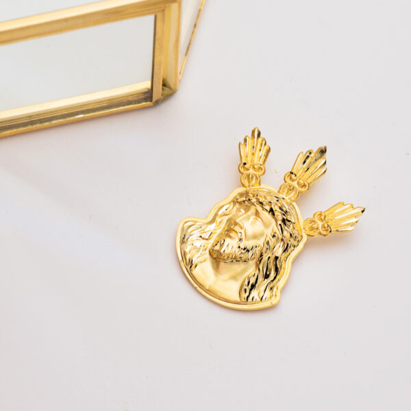 18K COLGANTE COLGANTE ORO AMARILLO CABEZA DE CRISTO POTENCIAS 38X29 MM - Imagen 3