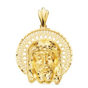 18K COLGANTE COLGANTE ORO AMARILLO CABEZA DE CRISTO ORLA 31X31 MM