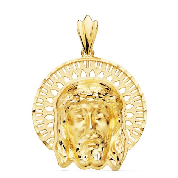 18K COLGANTE COLGANTE ORO AMARILLO CABEZA DE CRISTO ORLA 31X31 MM