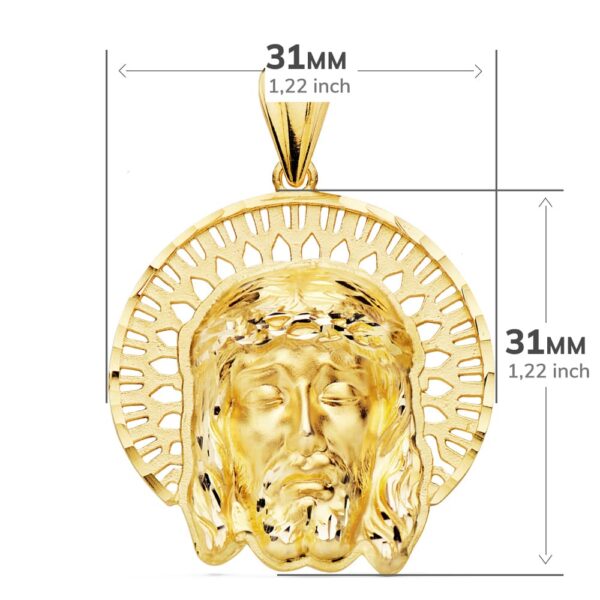 18K COLGANTE COLGANTE ORO AMARILLO CABEZA DE CRISTO ORLA 31X31 MM - Imagen 3