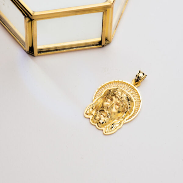 18K COLGANTE ORO AMARILLO CABEZA DE CRISTO ORLA 35X25 MM - Imagen 3