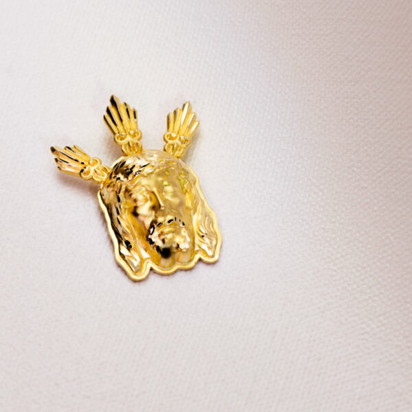 18K COLGANTE COLGANTE ORO AMARILLO CABEZA DE CRISTO POTENCIAS 39X28 MM - Imagen 3