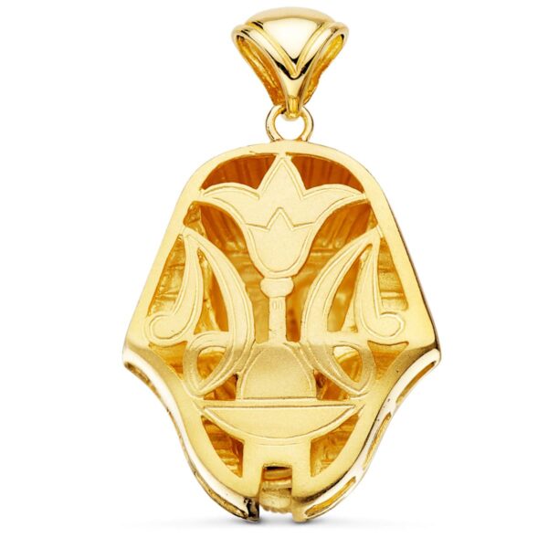 18K COLGANTE ORO BICOLOR TUTANKAMON BRILLO 32X28 MM - Imagen 2