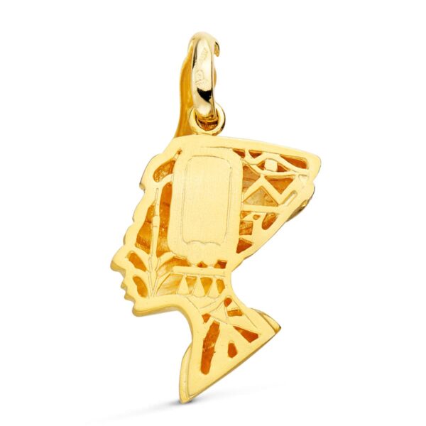 18K COLGANTE ORO BICOLOR NEFERTITI PERFIL EN BRILLO 30X26 MM - Imagen 2