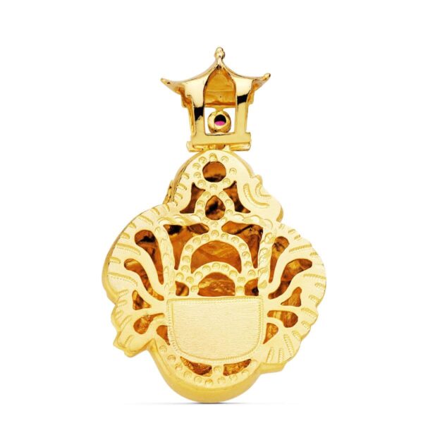 18K COLGANTE BUDA CON PIEDRA ROJA ORO AMARILLO 41X33 MM - Imagen 2