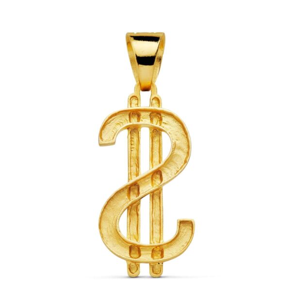18K COLGANTE SIMBOLO DOLAR ORO AMARILLO. 41 X 21 MM - Imagen 2