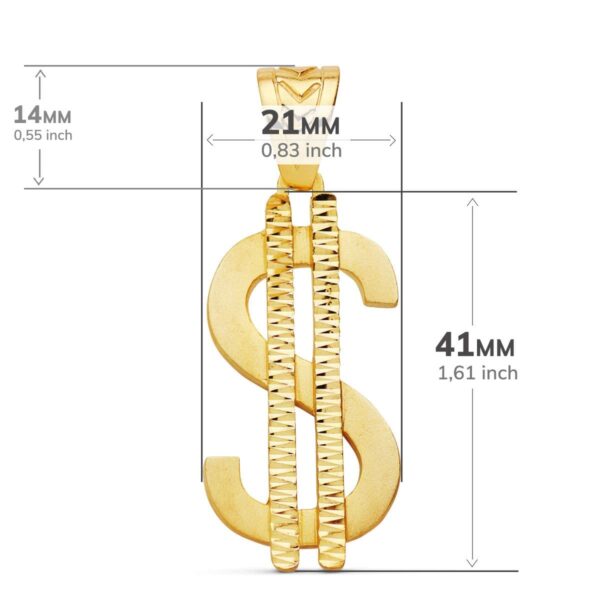 18K COLGANTE SIMBOLO DOLAR ORO AMARILLO. 41 X 21 MM - Imagen 3