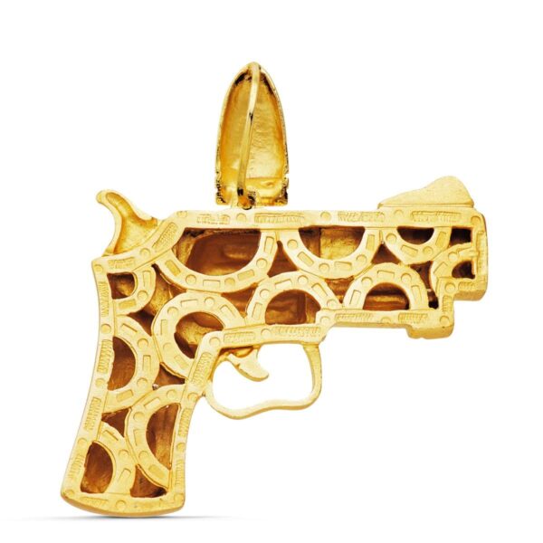18K COLGANTE PISTOLA ORO AMARILLO 46X39 MM - Imagen 2