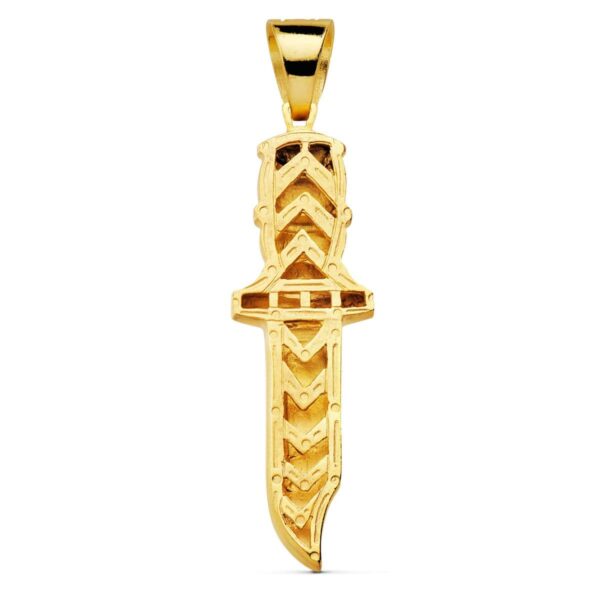 18K COLGANTE PUÑAL TALLADO ORO AMARILLO 2X18 MM - Imagen 2
