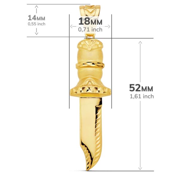 18K COLGANTE PUÑAL TALLADO ORO AMARILLO 2X18 MM - Imagen 3