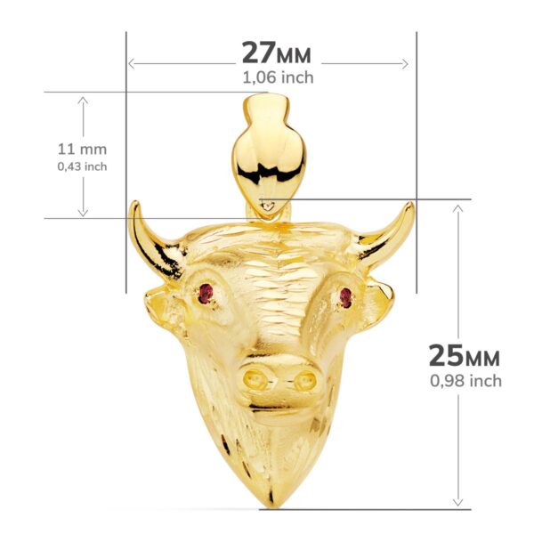 18K COLGANTE ORO AMARILLO FUNDIDO CABEZA DE TORO 27X25 MM - Imagen 3