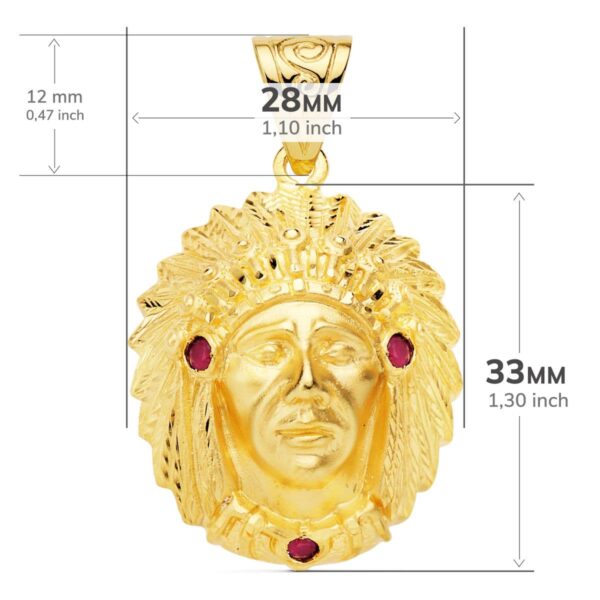 18K COLGANTE COLGANTE INDIO AMERICANO ORO AMARILLO. 33 X 28 MM - Imagen 3