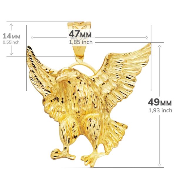 18K COLGANTE AGUILA CALVA AMERICANA ORO AMARILLO 49X47 MM - Imagen 3