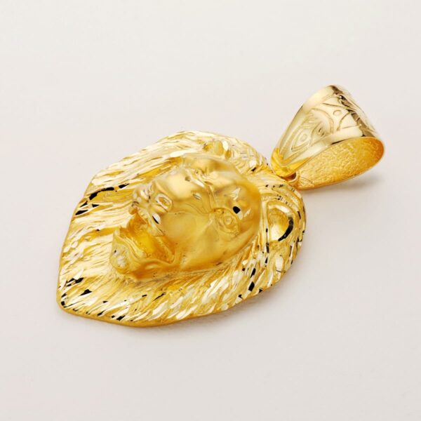 18K COLGANTE LEON GIGANTE TALLADO ORO AMARILLO 66X56 MM - Imagen 3