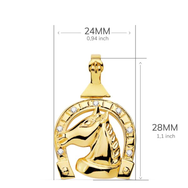 18K COLGANTE ORO AMARILLO HERRADURA CIRCONITA 28X24 MM - Imagen 3