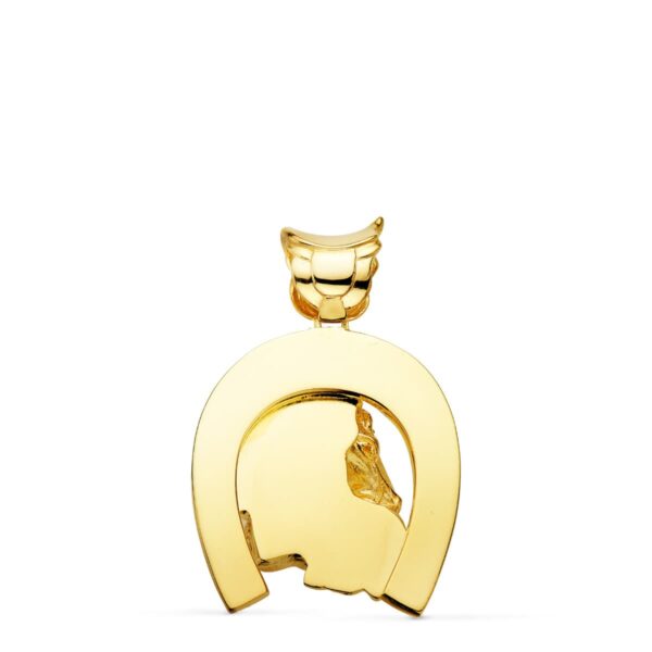 18K COLGANTE ORO AMARILLO HERRADURA CON CABALLOS 35X32 MM - Imagen 2