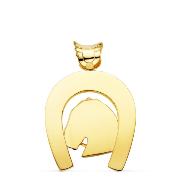 18K COLGANTE ORO AMARILLO HERRADURA CON CABALLO 44X39 MM - Imagen 2