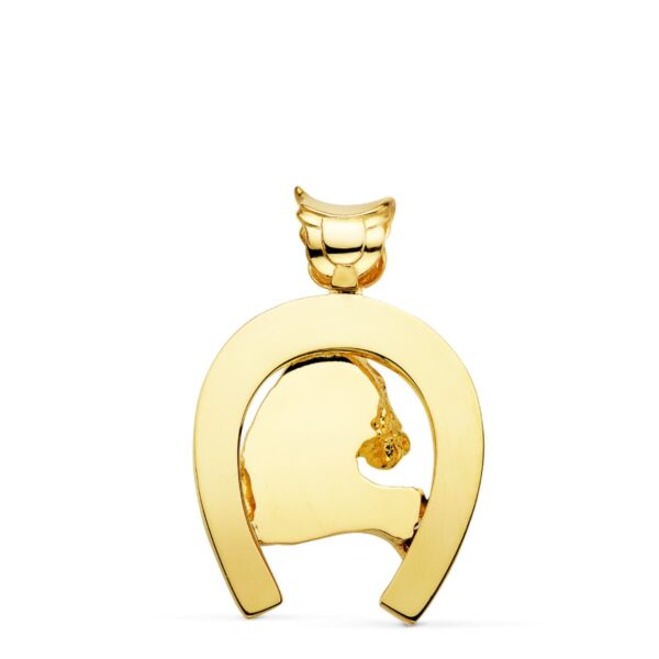 18K COLGANTE ORO AMARILLO HERRADURA CON CABALLO 40X34 MM - Imagen 2