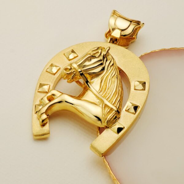 18K COLGANTE ORO AMARILLO HERRADURA CON CABALLO 60X50 MM - Imagen 3