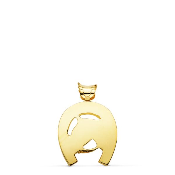 18K COLGANTE ORO AMARILLO HERRADURA CON CABALLO 29X27 MM - Imagen 2