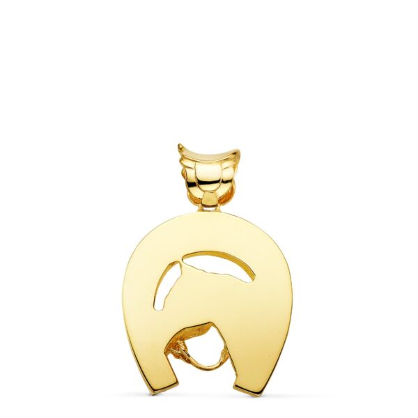18K COLGANTE ORO AMARILLO HERRADURA CON CABALLO 36X32 MM - Imagen 2