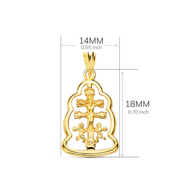 18K COLGANTE CRUZ DE CARAVACA ORLA ORO AMARILLO 18X14 MM - Imagen 2