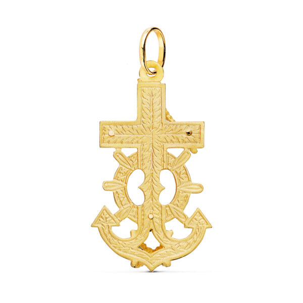 18K CRUZ MARINERA ORO AMARILLO CON CRISTO TALLADA 40X22 MM - Imagen 2