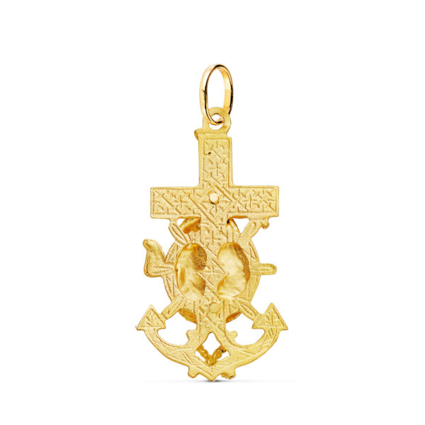 18K CRUZ MARINERA ORO AMARILLO VIRGEN DEL CARMEN TALLADA 35X19 MM - Imagen 2