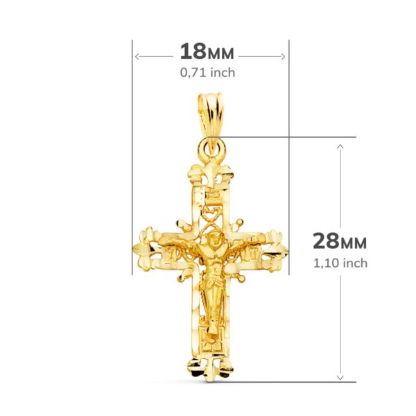 18K CRUZ ORO AMARILLO FILIGRANA CON CRISTO TALLADA 28X18 MM - Imagen 2