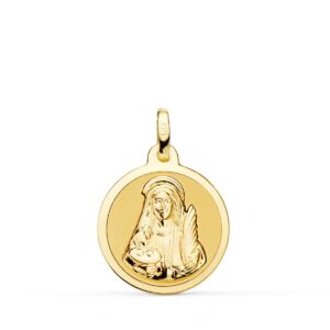 18K MEDALLA ORO AMARILLO SANTA LUCIA BRILLO 18 MM