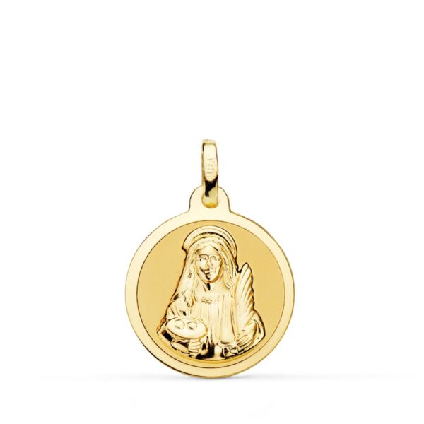18K MEDALLA ORO AMARILLO SANTA LUCIA BRILLO 18 MM