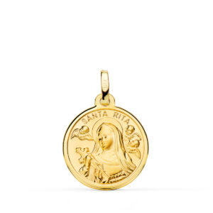 18K MEDALLA ORO AMARILLO SANTA RITA FILO PULIDO 18 MM