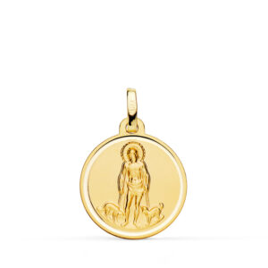 18K MEDALLA ORO AMARILLO SAN LAZARO BISEL MATIZADA 18 MM