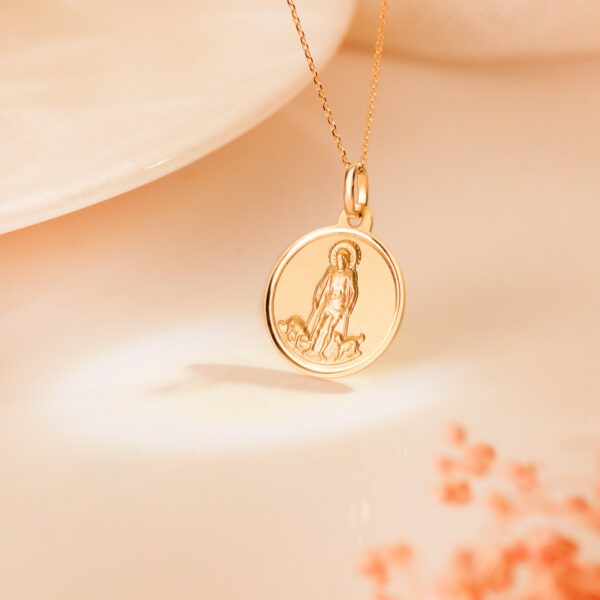 18K MEDALLA ORO AMARILLO SAN LAZARO BISEL MATIZADA 18 MM - Imagen 2