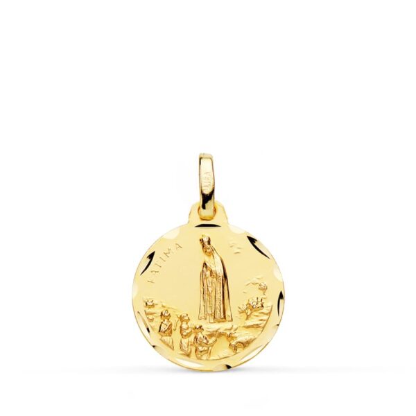 18K MEDALLA ORO AMARILLO VIRGEN DE FATIMA TALLADA 16 MM
