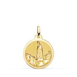 18K MEDALLA ORO AMARILLO VIRGEN DE FATIMA BRILLO 18 MM