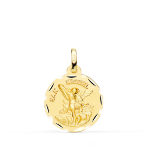 18K MEDALLA ORO AMARILLO SAN MIGUEL TALLADO 18 MM