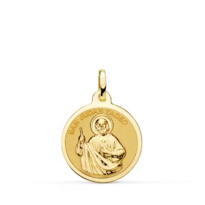 9K MEDALLA ORO AMARILLO SAN JUDAS TADEO EN BRILLO 16 MM