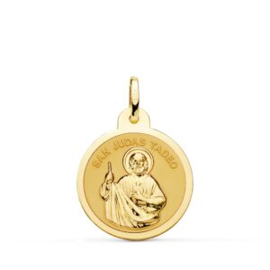 18K MEDALLA ORO AMARILLO SAN JUDAS TADEO BRILLO 20 MM