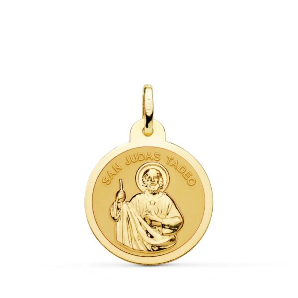 18K MEDALLA ORO AMARILLO SAN JUDAS TADEO BRILLO 20 MM