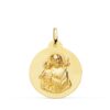18K MEDALLA ORO AMARILLO SAN JOSE MATIZADA LISA 22 MM