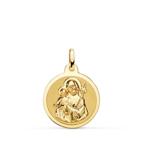18K MEDALLA ORO AMARILLO SAN JOSE BRILLO 18 MM