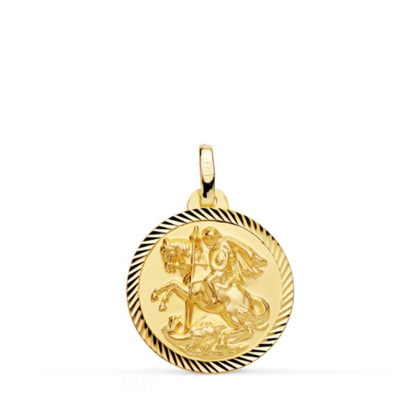 18K MEDALLA ORO AMARILLO SAN JORGE BORDE HELICE 18 MM