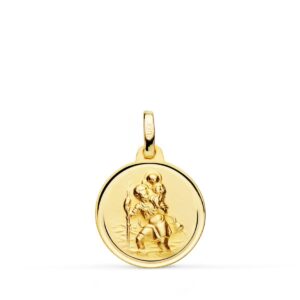 18K MEDALLA ORO AMARILLO SAN CRISTOBAL BISEL 16 MM