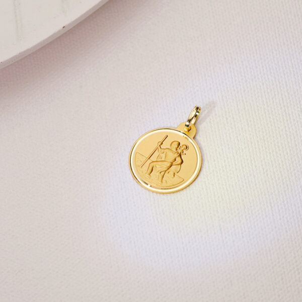 18K MEDALLA ORO AMARILLO SAN CRISTOBAL BISEL 20 MM - Imagen 2