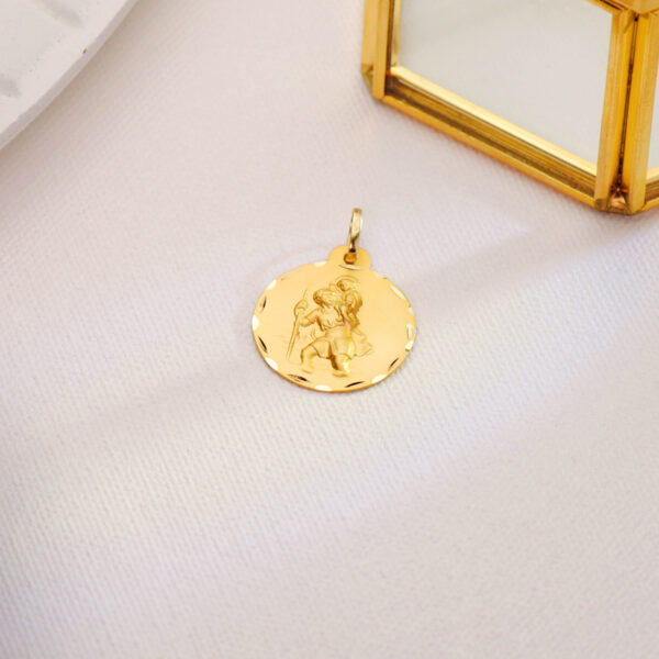 18K MEDALLA ORO AMARILLO SAN CRISTOBAL TALLADA 22 MM - Imagen 2