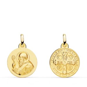18K MEDALLA ORO AMARILLO ESCAPULARIO ORO AMARILLO SAN BENITO 16 MM