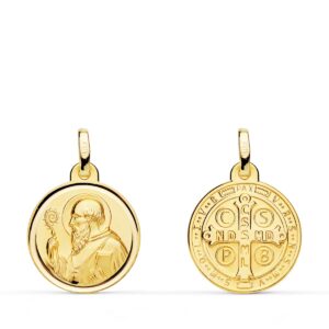 18K ESCAPULARIO ORO AMARILLO SAN BENITO BISEL 16 MM