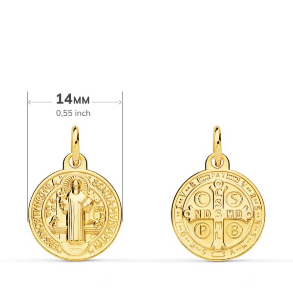 18K MEDALLA ORO AMARILLO ESCAPULARIO ORO AMARILLO SAN BENITO MONJE 14 MM - Imagen 2